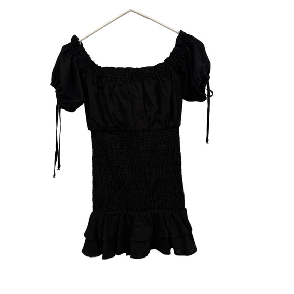 seven wondermay shirred dress black summer dress XS 190 - Picture 4 of 5